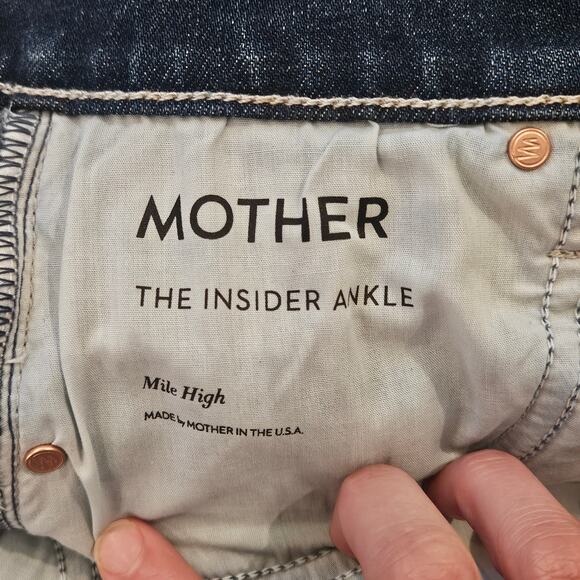 Mother “Insider Ankle Mile High” Jeans 27 Dark Wash Cropped Slim Kick Hem Urban - Picture 13 of 16